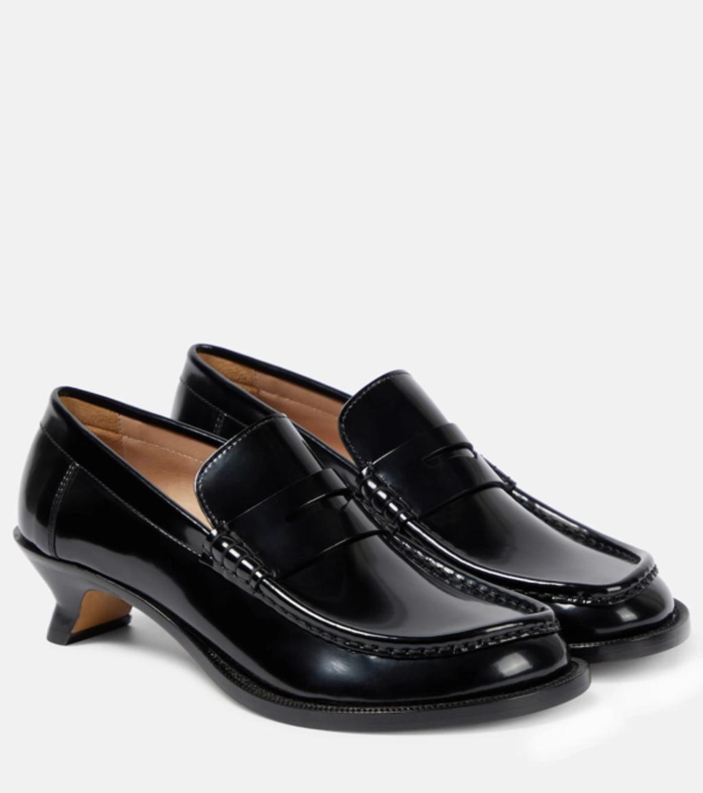 Terra Leather Kitten-heel Penny Loafers In Black Product Image