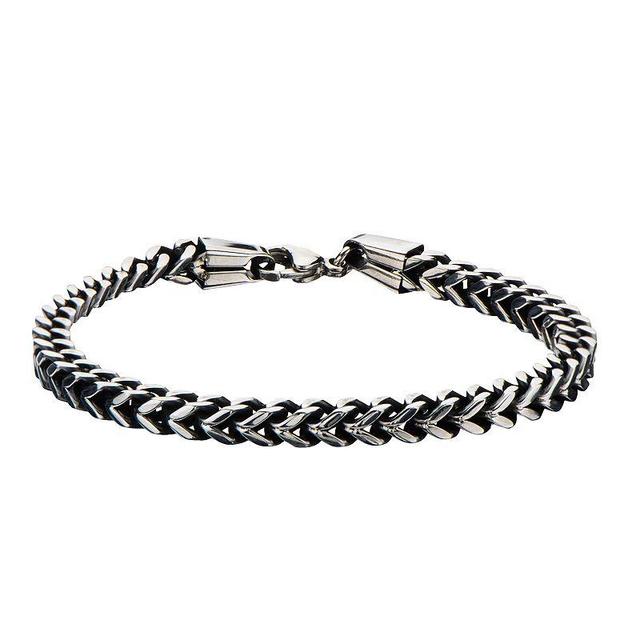 Mens Oxidized Stainless Steel Franco Chain Bracelet Black Product Image