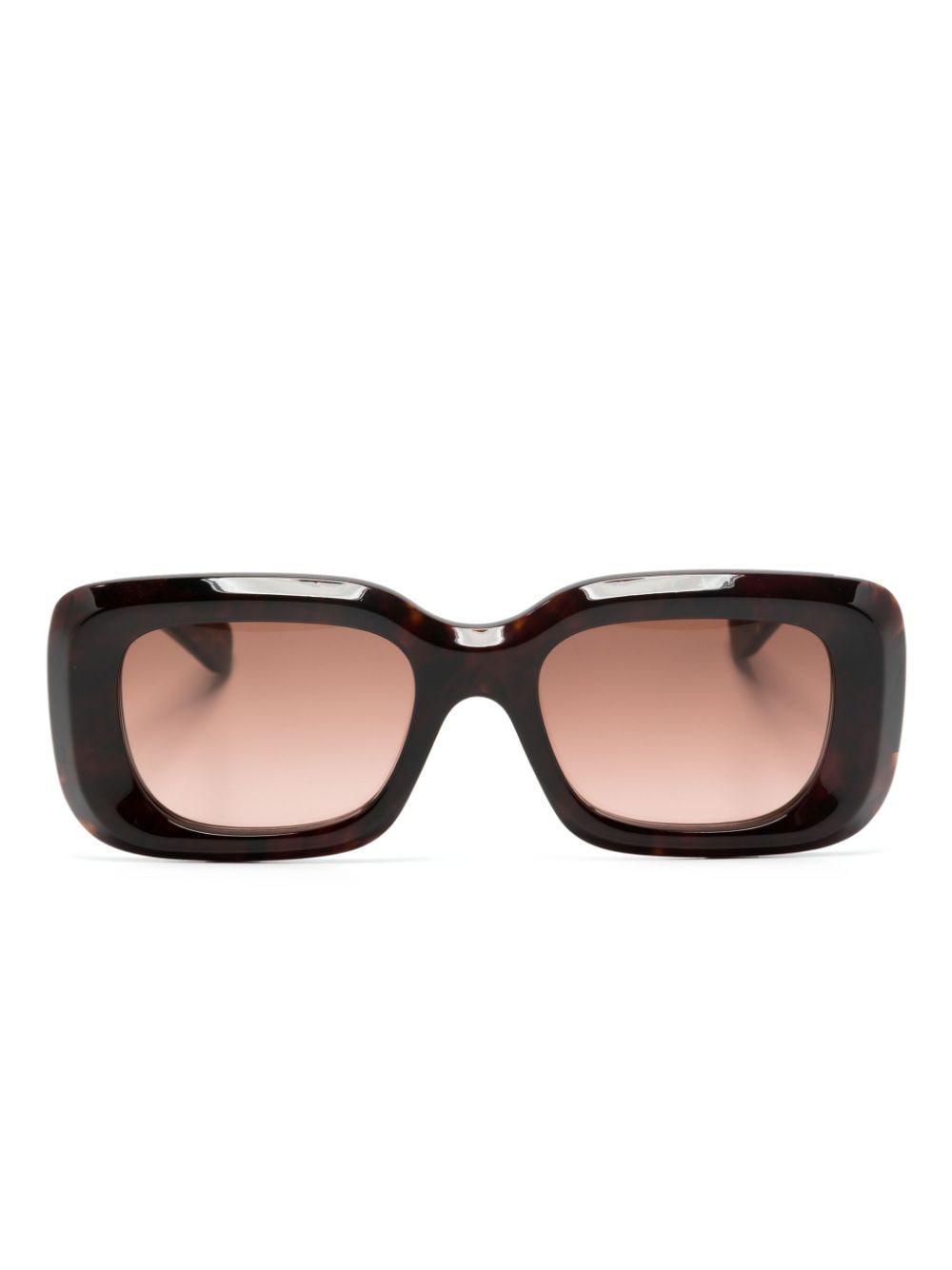 Logo-print Rectangle-frame Sunglasses In Braun Product Image