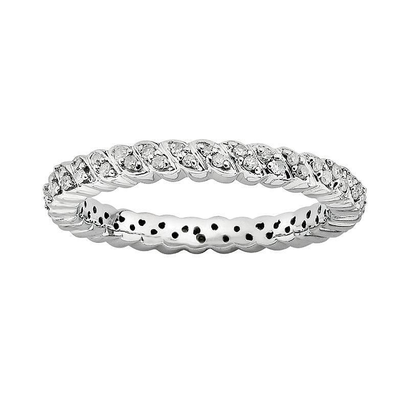 Stacks & Stones Sterling Silver 1/6-ct. T.W. Diamond Stack Ring, Womens White Product Image