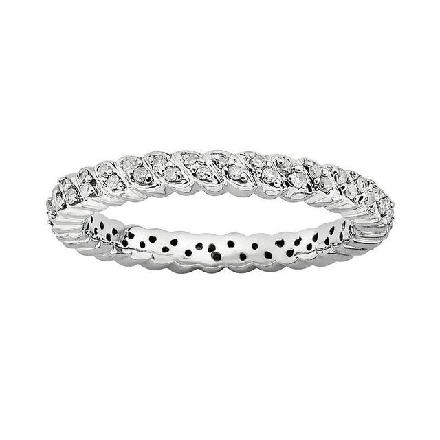 Stacks & Stones Sterling Silver 1/6-ct. T.W. Diamond Stack Ring, Womens White Product Image