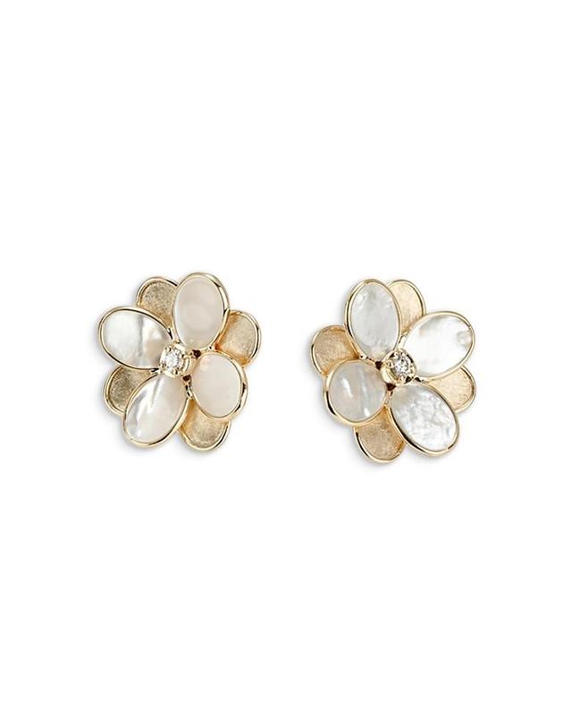 Marco Bicego 18K Yellow Gold Petali Mother of Pearl & Diamond Flower Stud Earrings Product Image