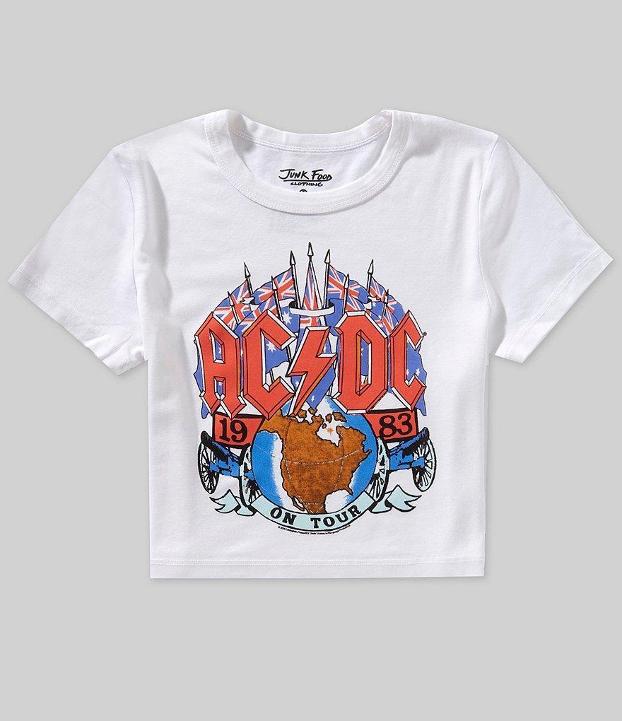 Junk Food ACDC 1983 On Tour Crew Neck Short Sleeve Cropped Graphic T-Shirt Product Image