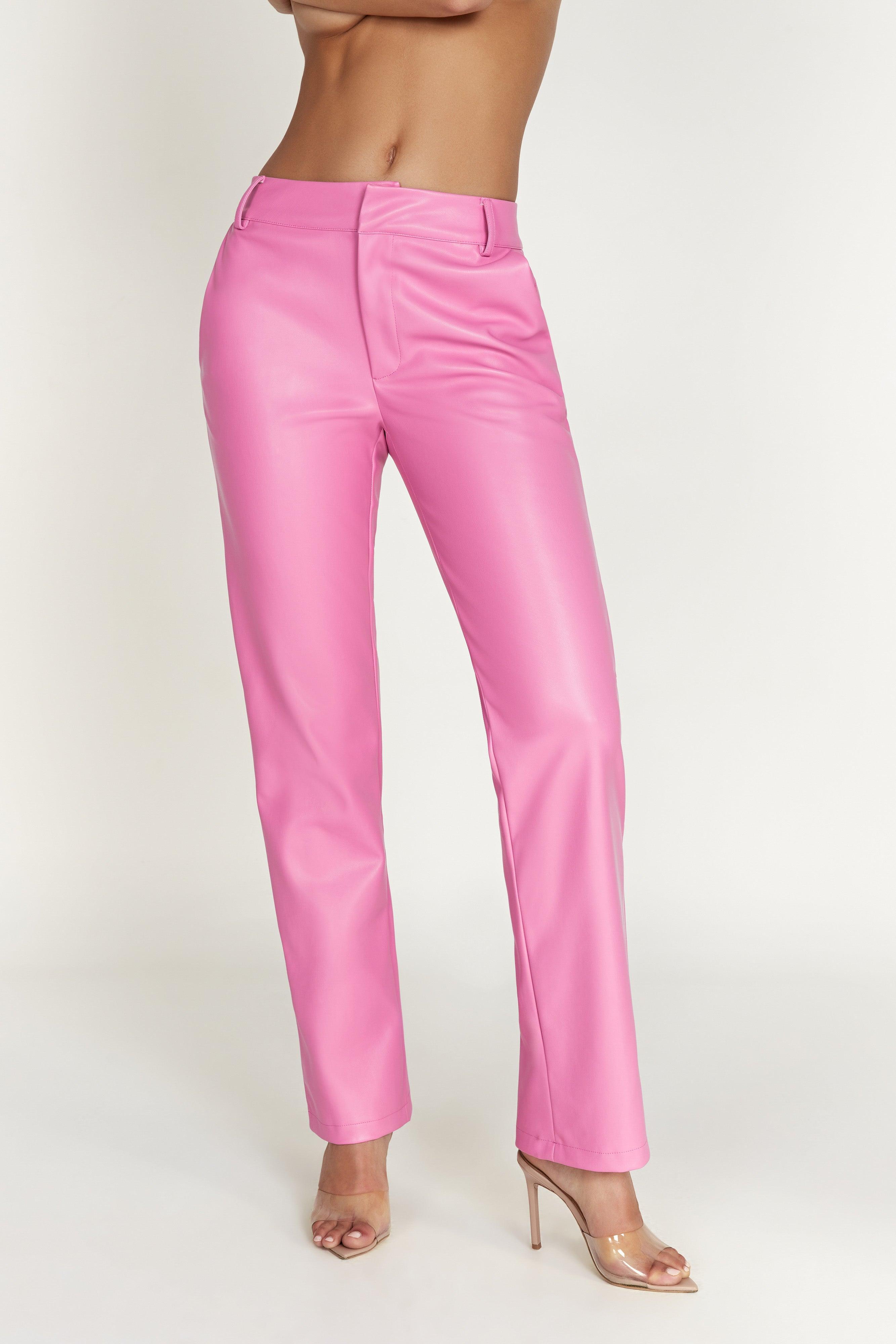 Matilda Slouchy Low Rise Faux Leather Pant - Rose Pink Product Image