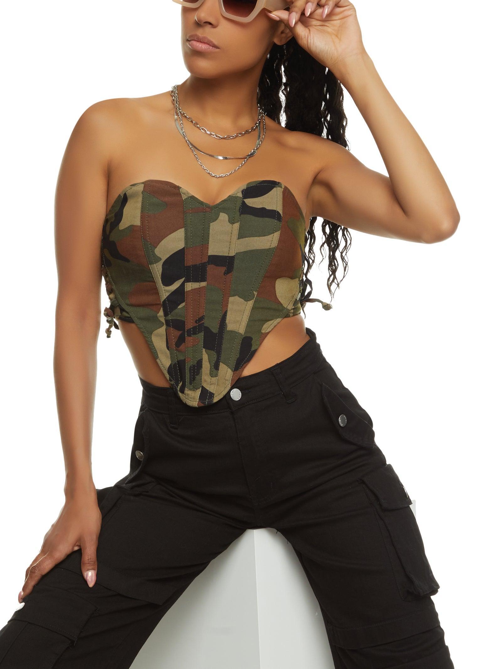 Womens Camo Zip Back Corset Top product image