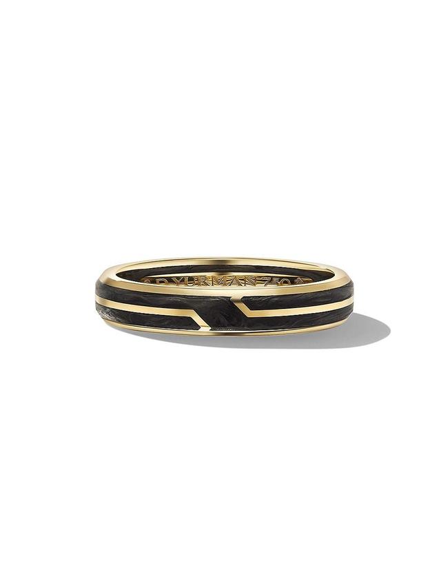 Mens Forged Carbon Band Ring in 18K Yellow Gold Product Image