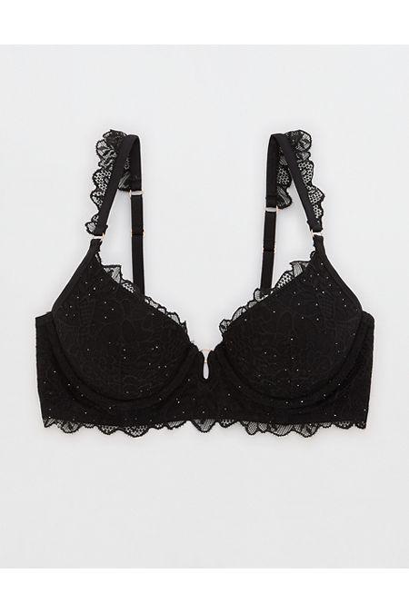 Show Off Summer Sparkle Lace Plunge Push Up Bra Women's Product Image