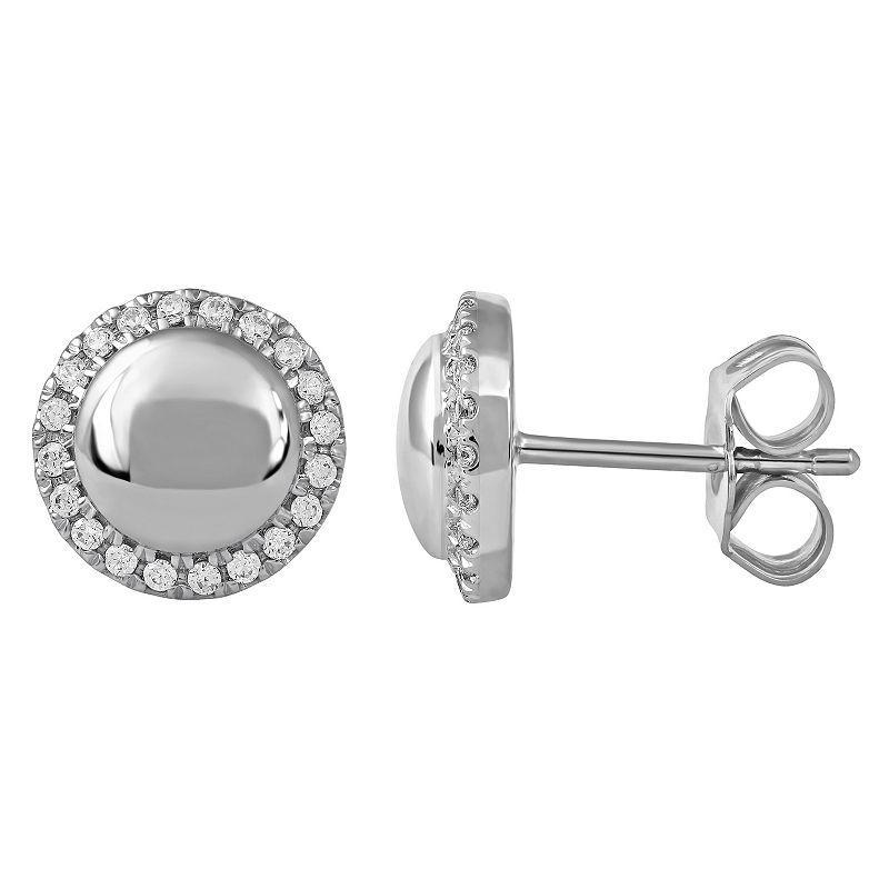 DeCouer Sterling Silver 1/6 Carat T.W. Diamond Halo Stud Earrings, Womens Product Image