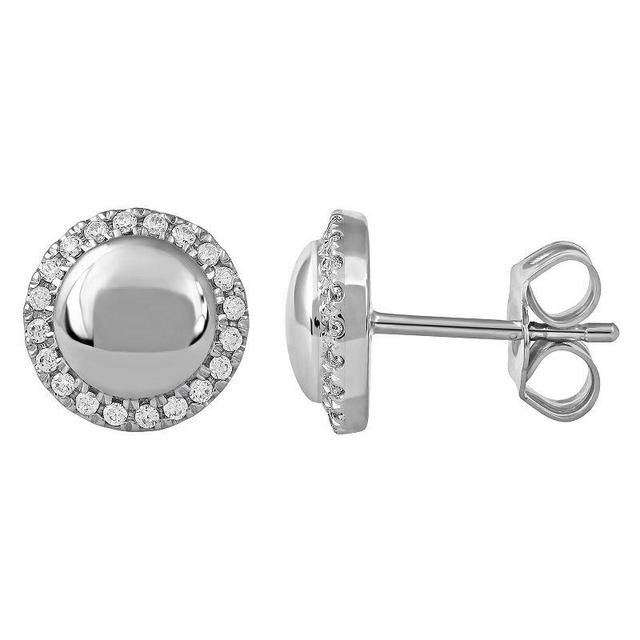 DeCouer Sterling Silver 1/6 Carat T.W. Diamond Halo Stud Earrings, Womens, Silver Tone Product Image