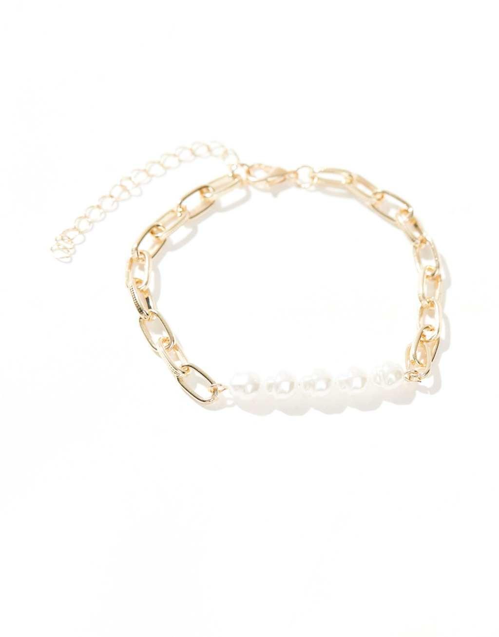 SVNX gold bracelet with pearls details Product Image