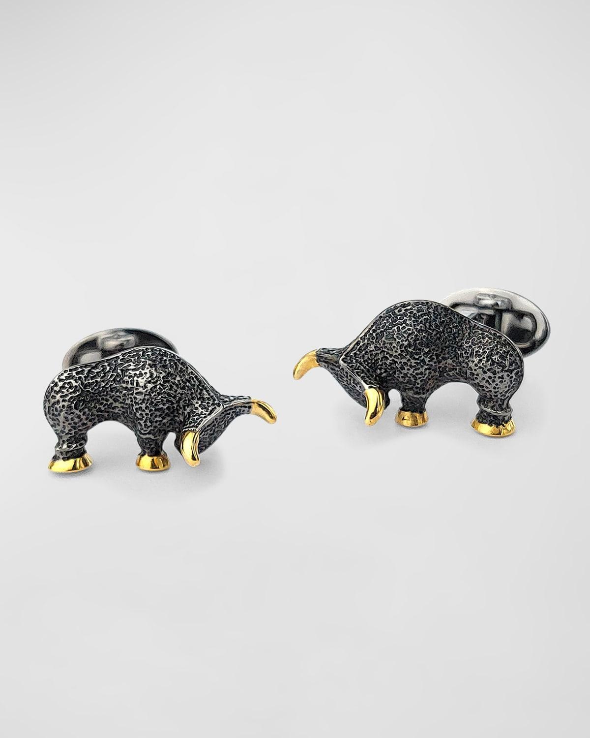 Mens Black Ruthenium Bull Cufflinks with 18K Gold Vermeil Product Image