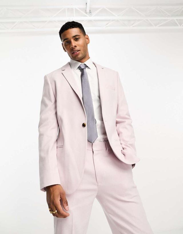 ASOS DESIGN slim oxford suit jacket in dusty pink Product Image