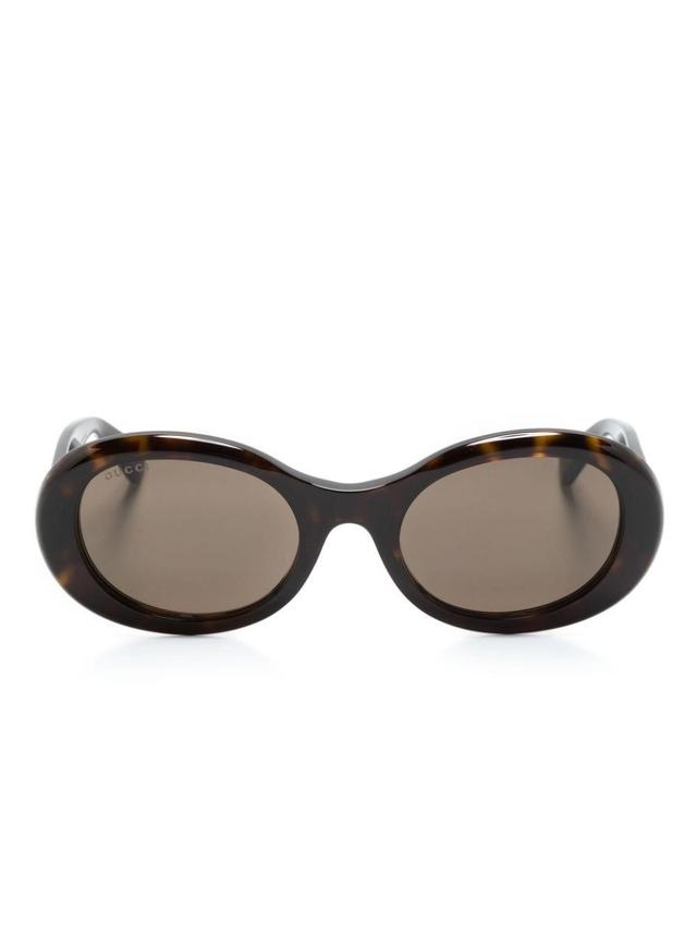 Tortoiseshell Oval-frame Sunglasses In Brown Product Image