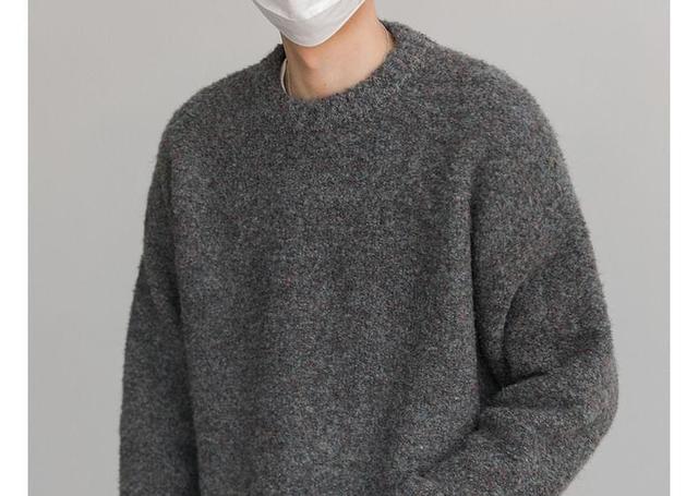 Crew Neck Drop Shoulder Oversized Sweater Product Image