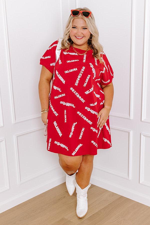 School Spirit Sequin Embroidered Mini Dress in Oklahoma Curves Product Image