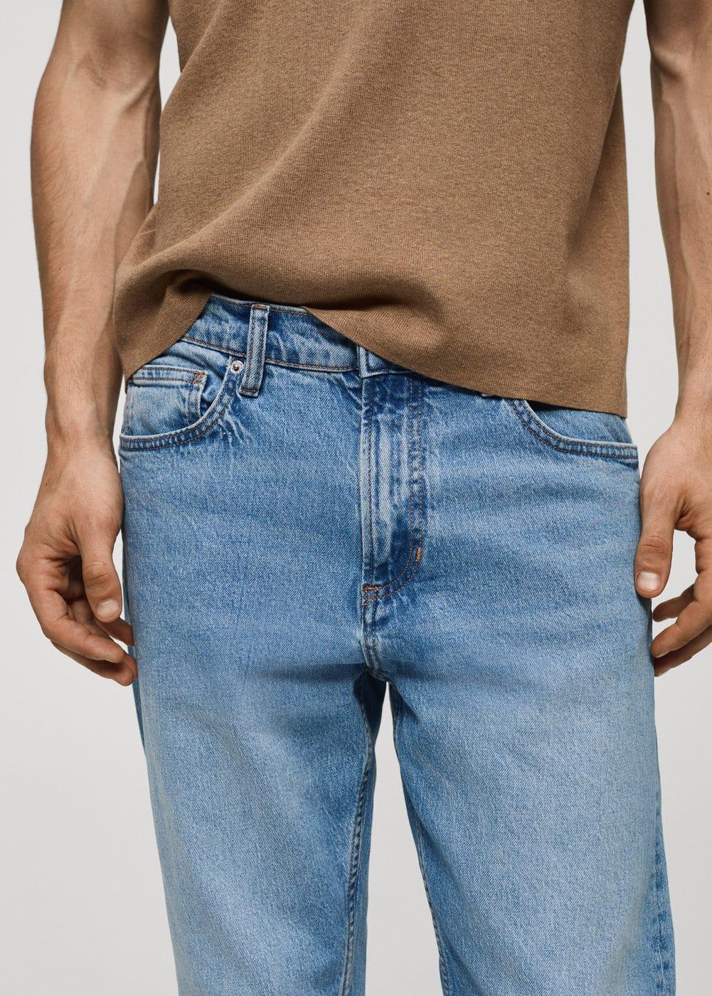 MANGO MAN - Ben tapered cropped jeans medium blueMen Product Image