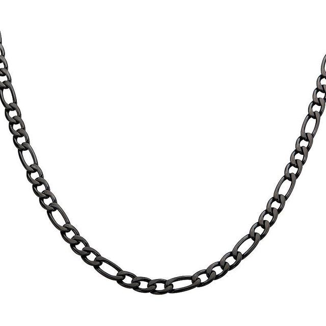 Mens Stainless Steel 6 mm Figaro Chain Necklace Black Tone Product Image