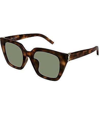 Saint Laurent Womens Monogram Hinge 51mm Havana Cat Eye Sunglasses Product Image