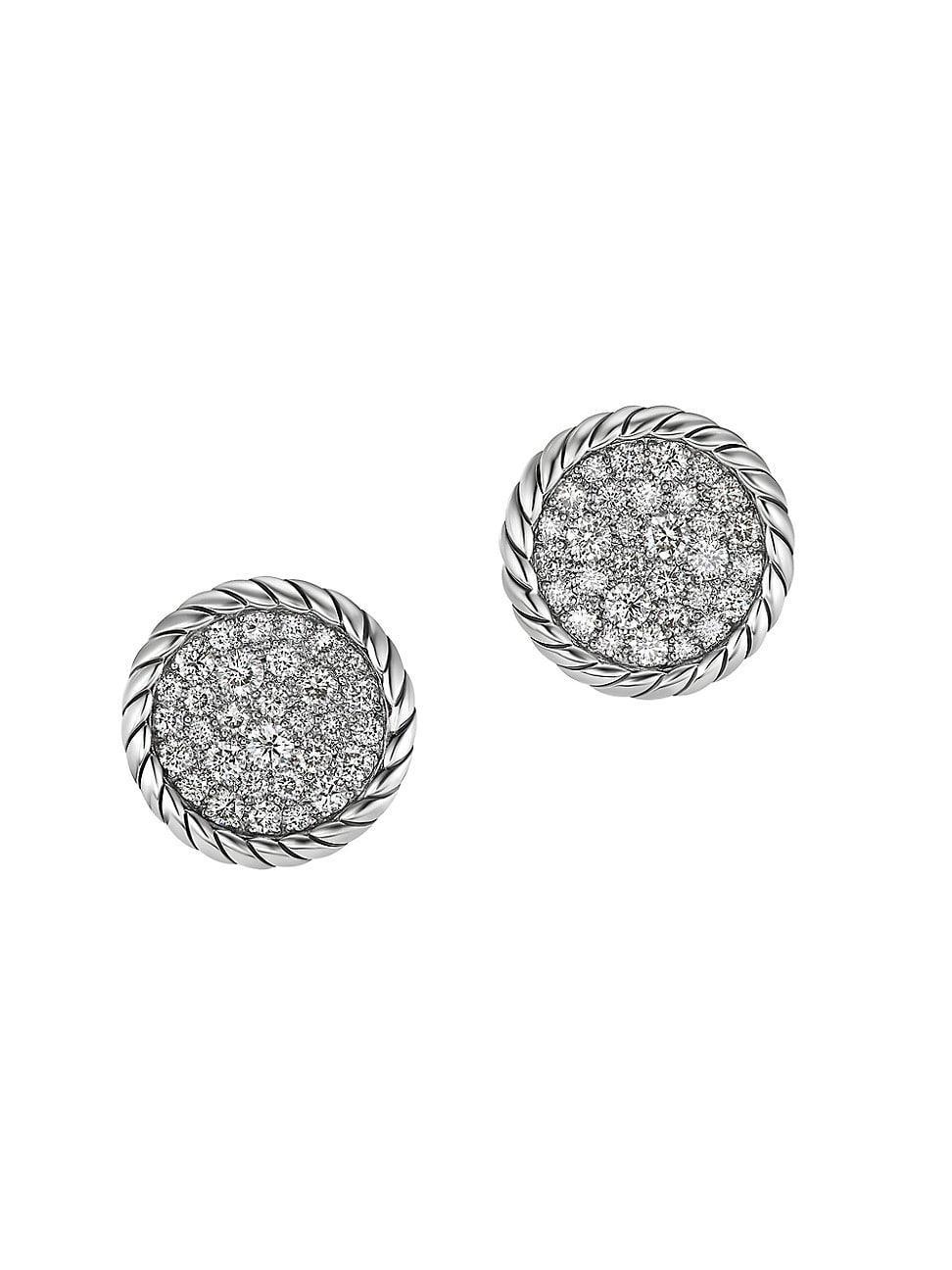 Womens DY Elements Button Stud Earrings With Pav Diamonds Product Image