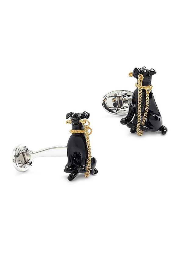 Mens Sterling Silver & 24K Gold Plated Dog On A Leash Cufflinks Product Image