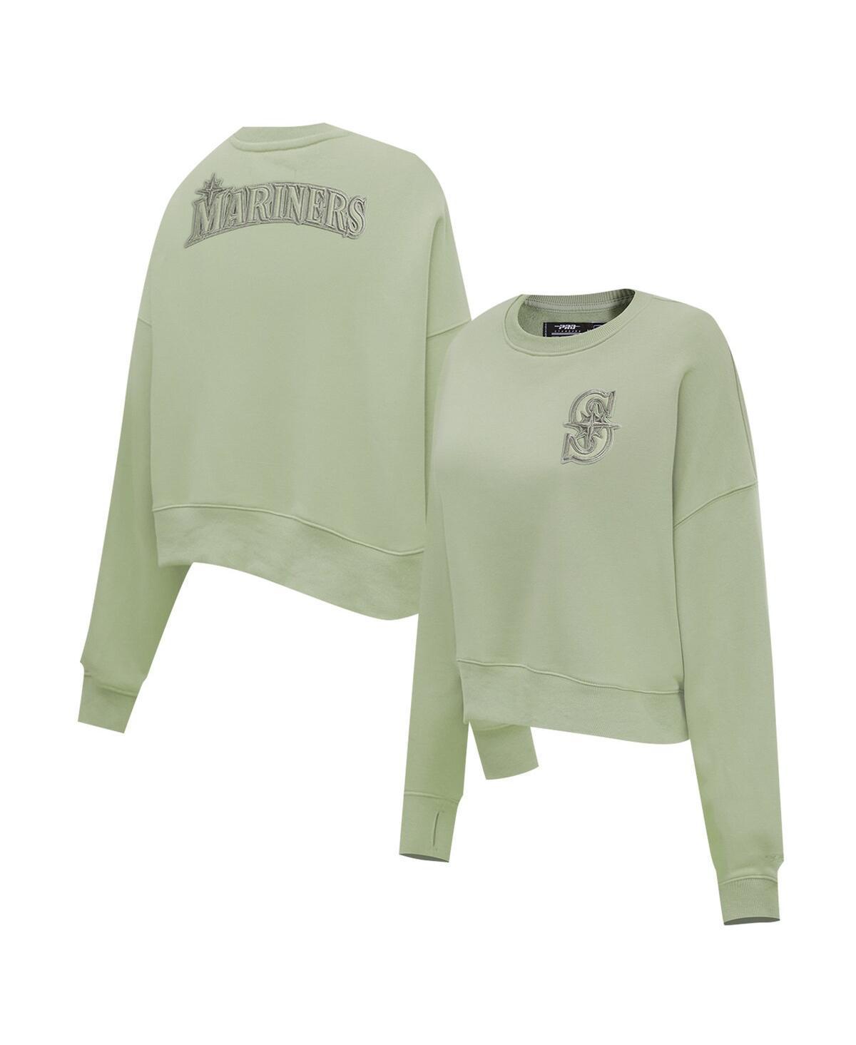 Pro Standard Womens Green Seattle Mariners Neutral Oversized Boxy Cropped Pullover Sweatshirt Product Image