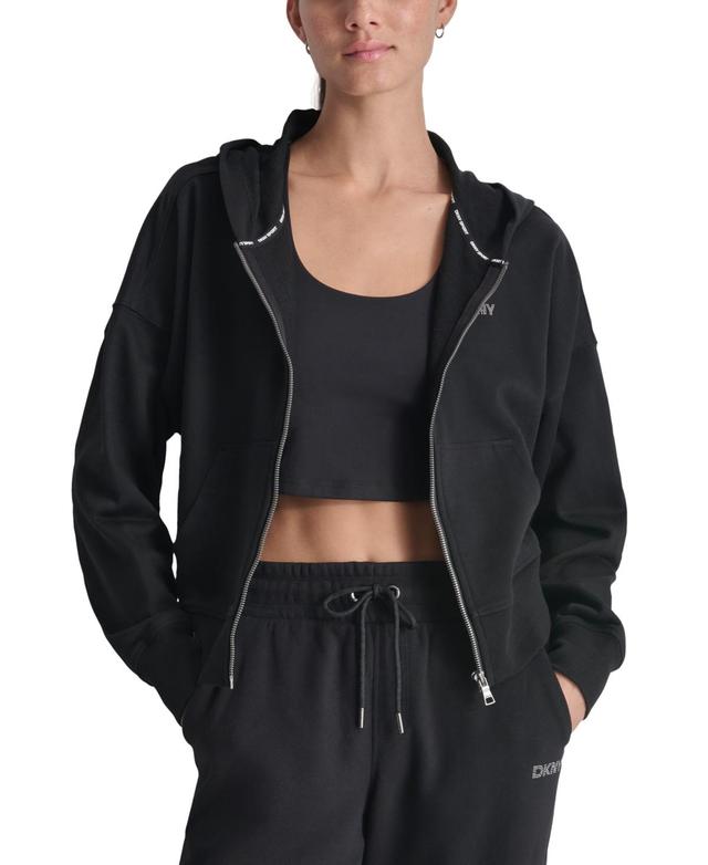 Dkny Sport Womens Rhinestone Logo Full-Zip Hoodie Product Image