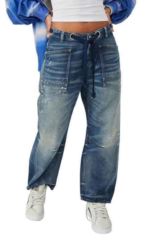 Free People We the Free Moxie Barrel Paint Splatter Jeans Product Image