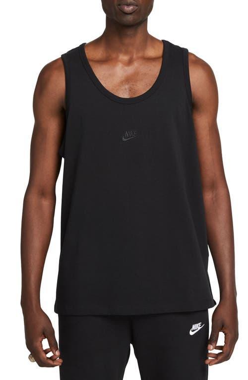 NIKE Premium Essentials Logo-embroidered Cotton-jersey Tank Top In Black Product Image