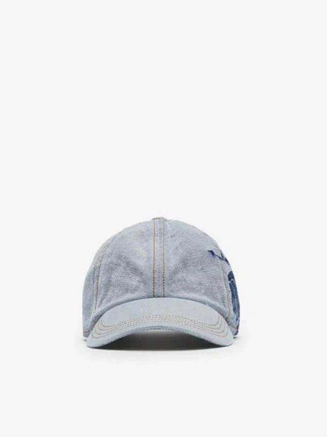 Logo-print Denim Baseball Cap In Indigo Product Image