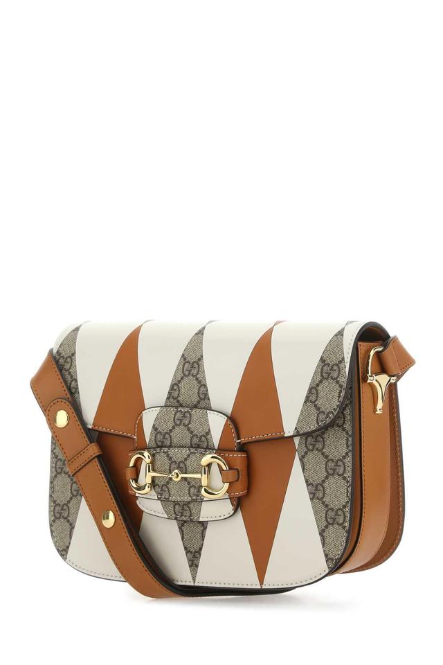 GUCCI Printed Gg Supreme And Leather Horsebit 1955 Shoulder Bag In Brown Product Image