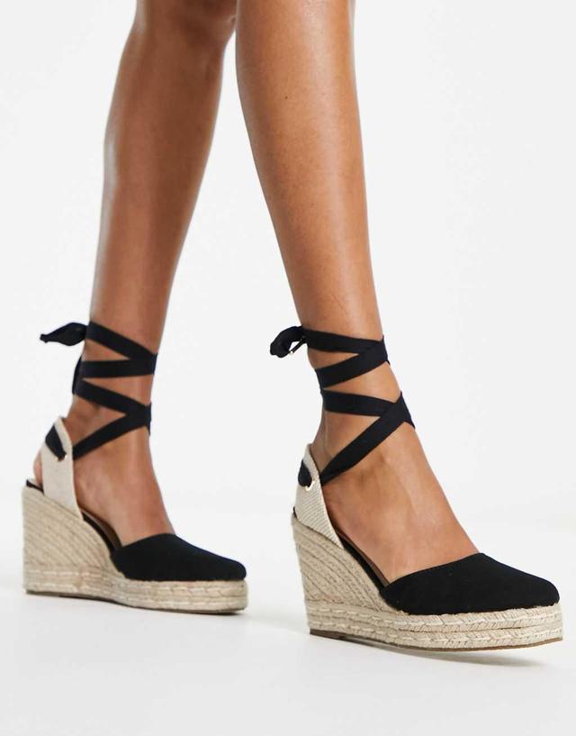 schuh Venus closed toe wedge espadrilles in black Product Image