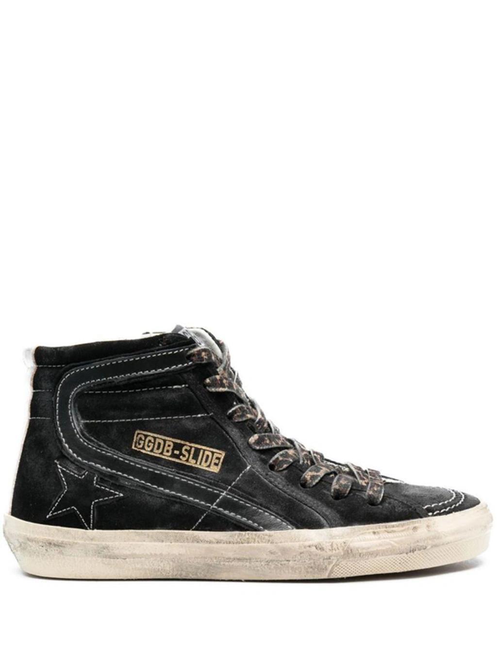 Slide Suede High-top Sneakers In Black Product Image