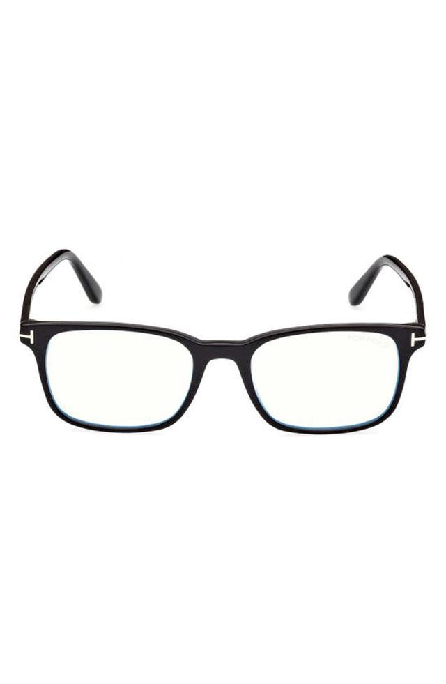 TOM FORD 55mm Rectangular Blue Light Blocking Glasses In Shiny Black Product Image