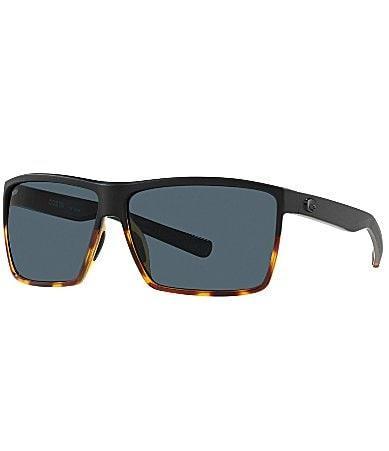 Costa Mens Rincon 63mm Rectangle Black Tortoise Polarized Sunglasses Product Image