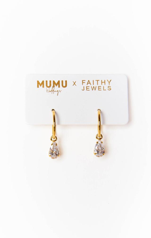 Mumu Weddings x Faithy Jewels Pear Drop Hoop ~ Gold Product Image