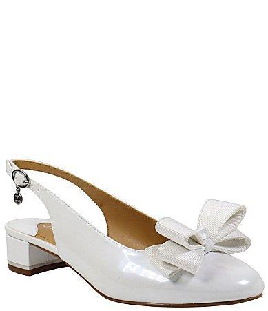 J. Renee Tanay Patent Bow Slingback Pumps Product Image
