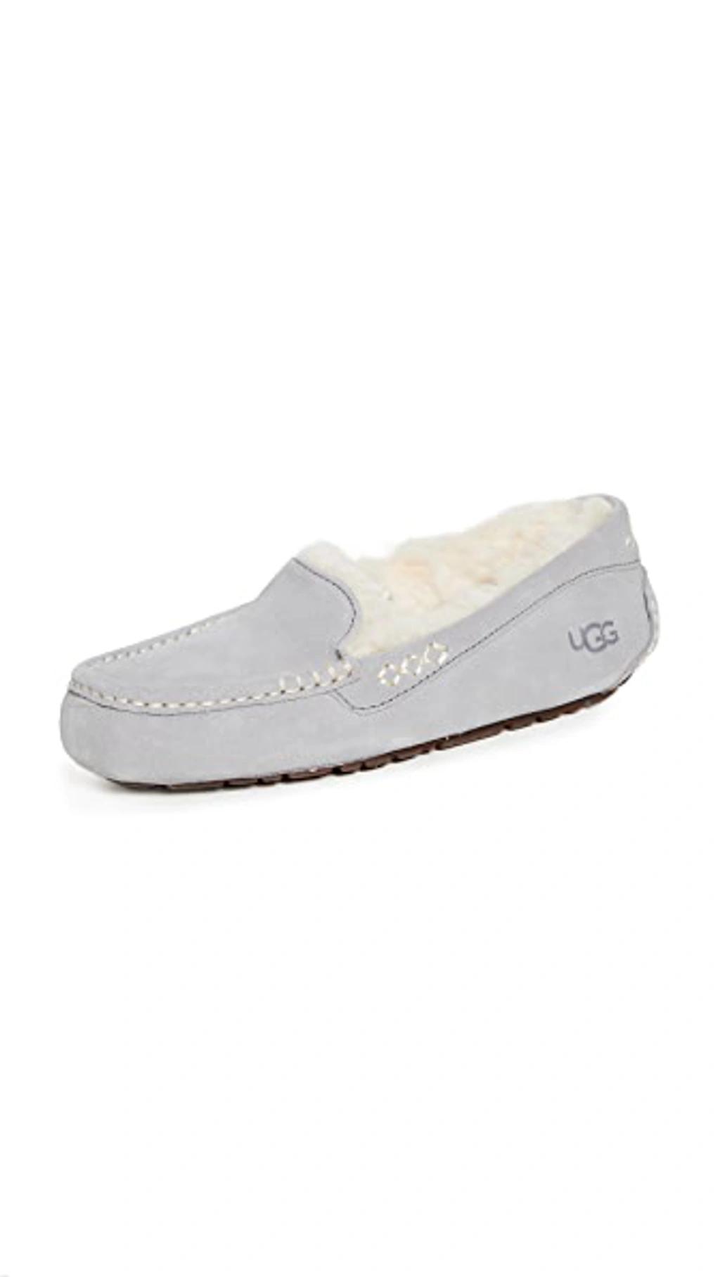 Ansley Womens Suede Comfy Moccasin Slippers In Light Grey Product Image