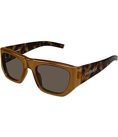 Saint Laurent Womens Vintage Logo 52mm Square Sunglasses - Shiny Transparent Cognac Brown/Havana Product Image