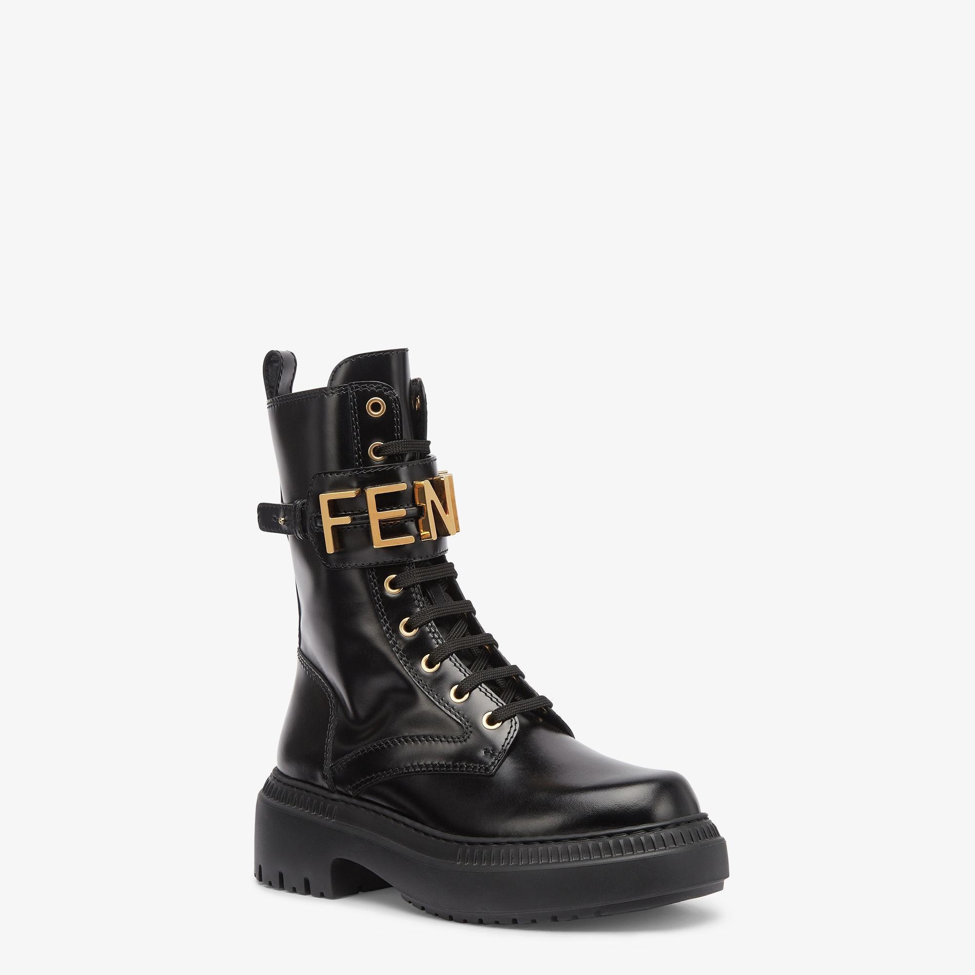 FendigraphyBlack leather biker boots Product Image