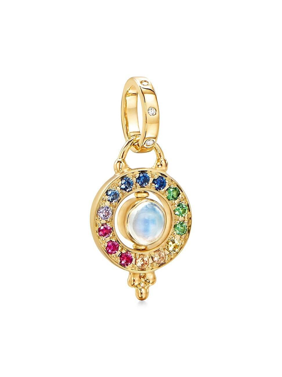 Womens Celestial 18K Yellow Gold & Rainbow Multi-Stone Mini Orbit Pendant Product Image