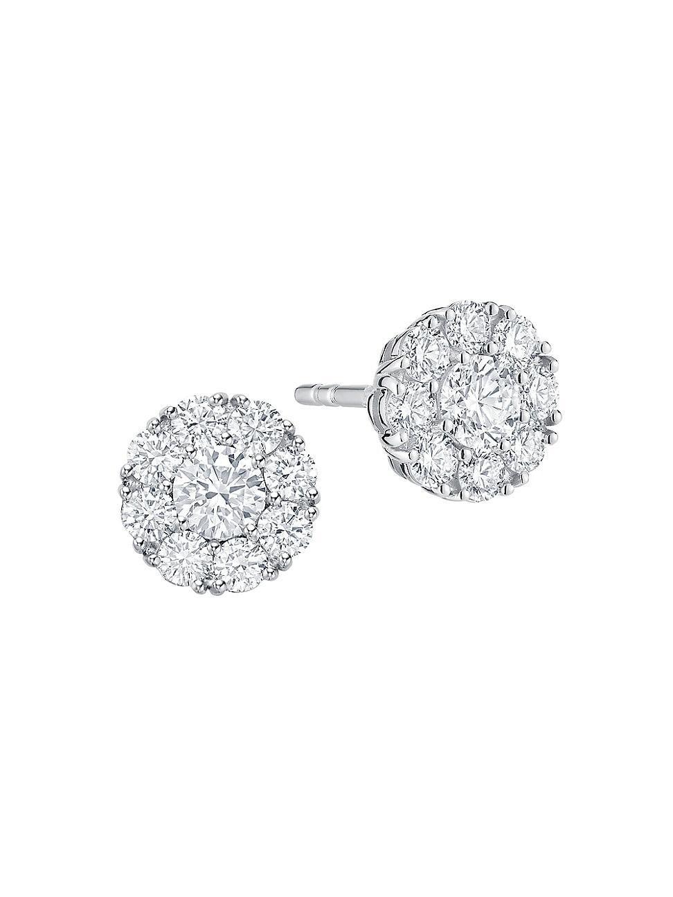 Womens Snowflake 18K White Gold & Diamond Round Stud Earrings Product Image