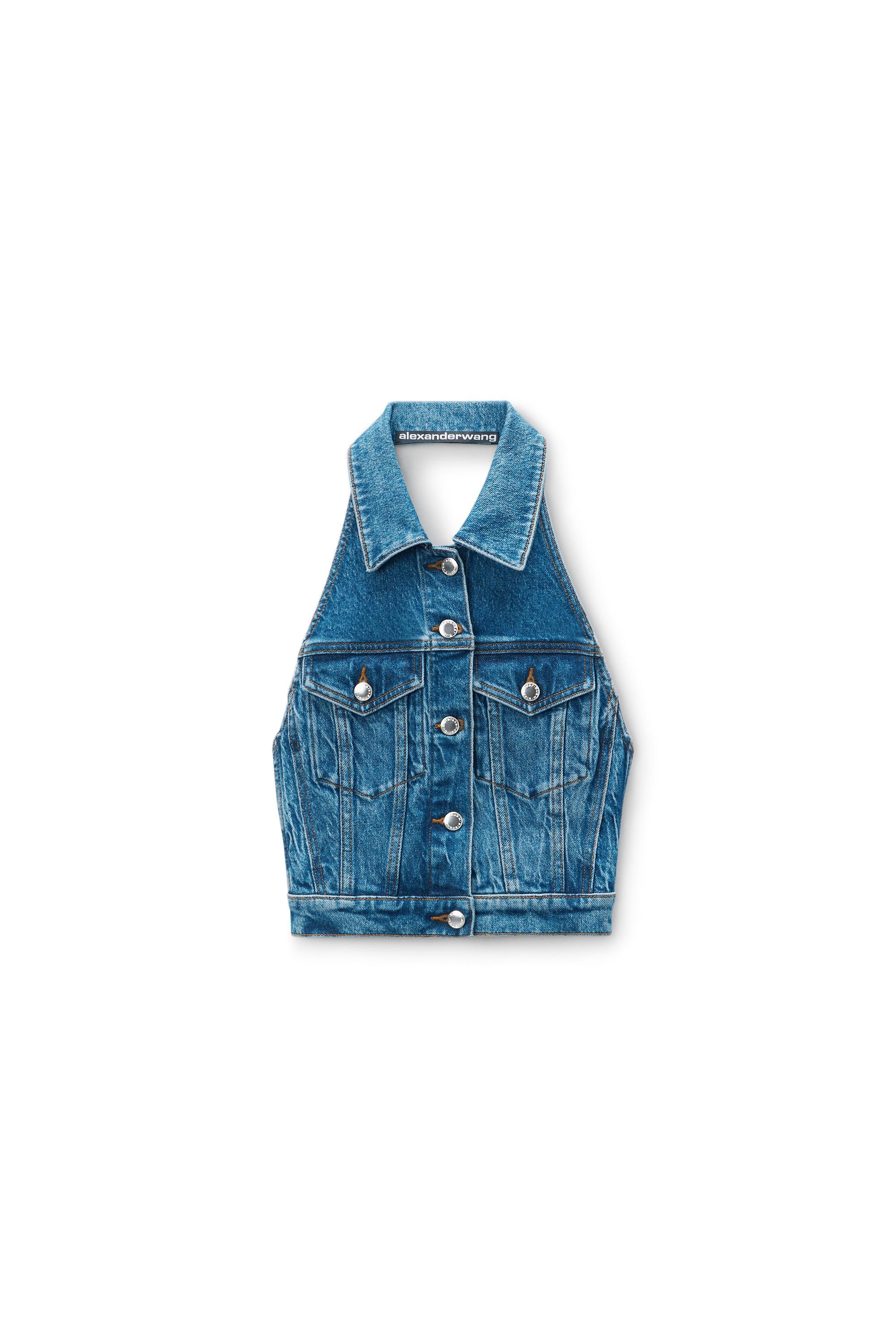 Halter Top In Comfort Stretch Denim Product Image