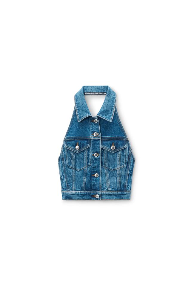 Stretch Denim Halter Top Product Image