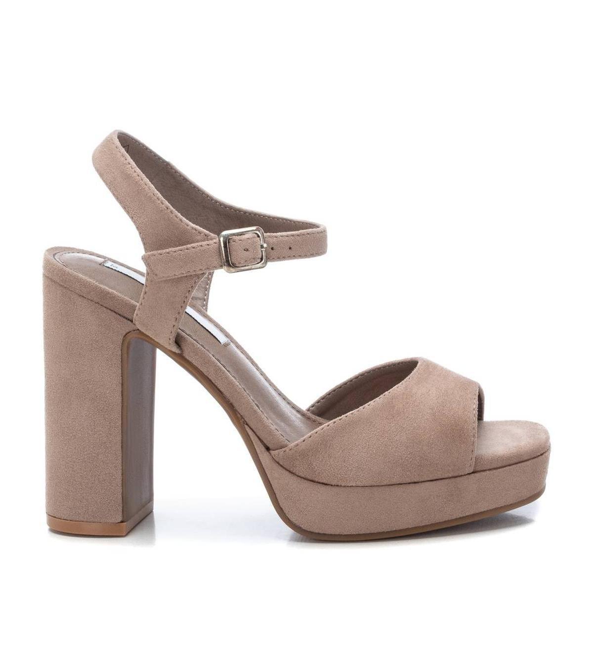 Xti Womens Heel Suede Sandals By Xti Beige Product Image