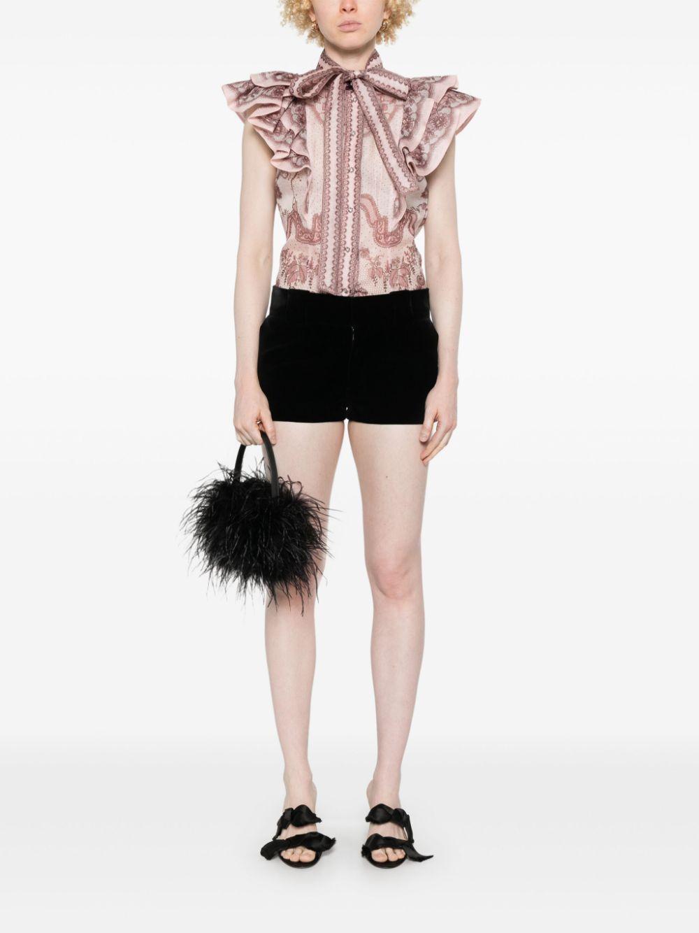 ZIMMERMANN Crush Frilled Fitted Blouse In Pink Product Image