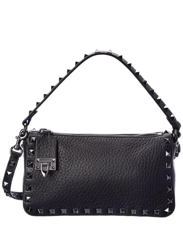 VALENTINO GARAVANI Valentino Rockstud Small Grainy Leather Crossbody In Black Product Image