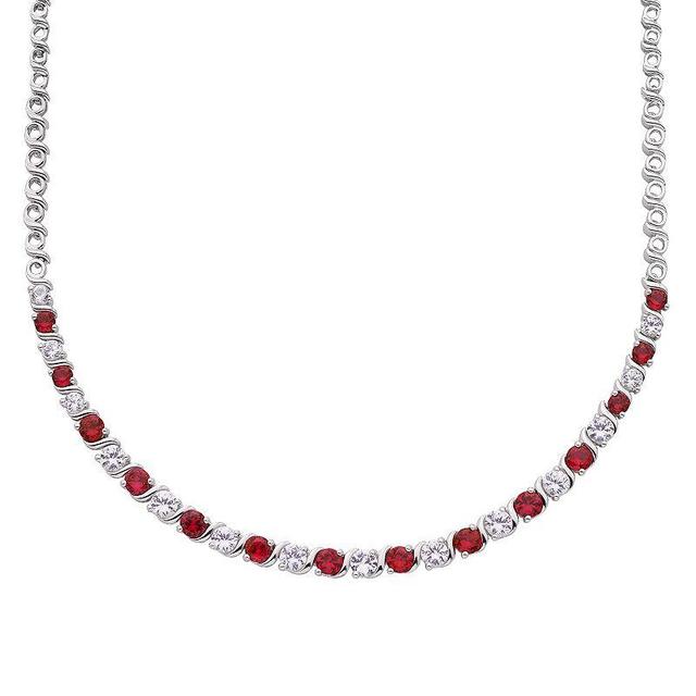 Sterling Silver Lab-Created Ruby & White Sapphire Necklace, Womens Red Product Image