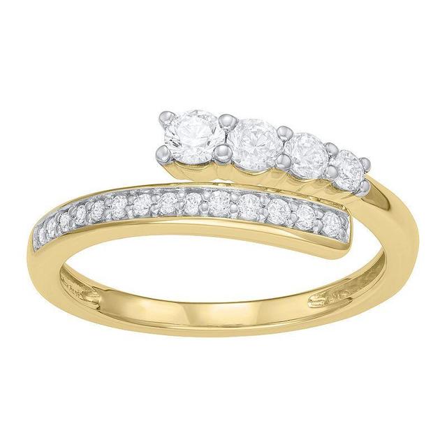 10k Gold 1/2 Carat T.W. Diamond Bypass Ring, Womens Product Image