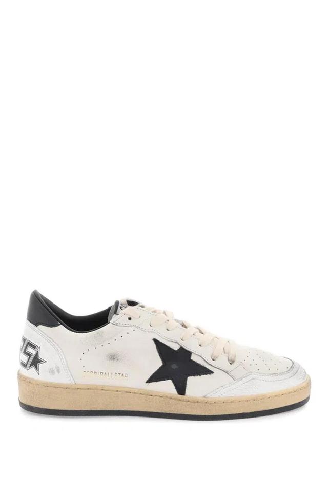 White And Black Ball Star Leather Sneakers Product Image