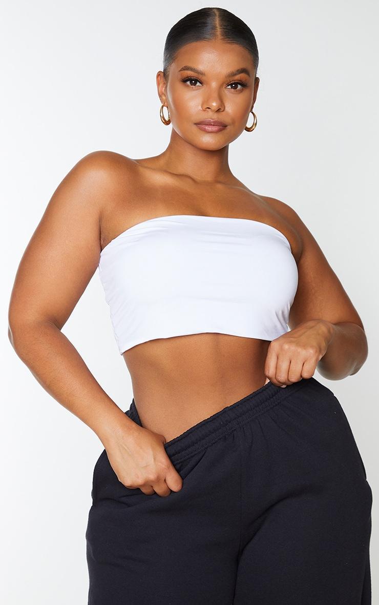 Plus 2 Pack Black and White Slinky Bandeau Crop Top Product Image